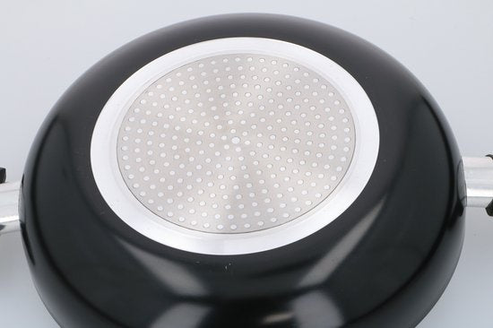 Alpina Poêle à frire - Ø28cm - avec couvercle en verre - antiadhésive - toutes sources de chaleur - aluminium/verre