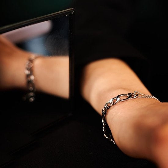 Laura Ferini Ladies Bracelet Prego Silver - Bracelet à maillons en argent - plaqué or blanc 18K - Bijoux - Accessoires - Bijoux - Bracelet Femme
