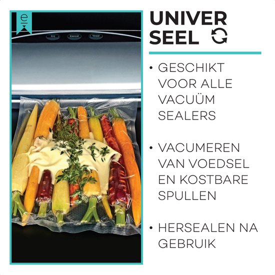 Sacs sous vide Alimentaires - 16x25 cm - 100 pièces - Sacs de mise sous vide - Sacs Sous Vide - Sacs sous vide à microstructure - Sacs de rangement sous vide - Sans BPA