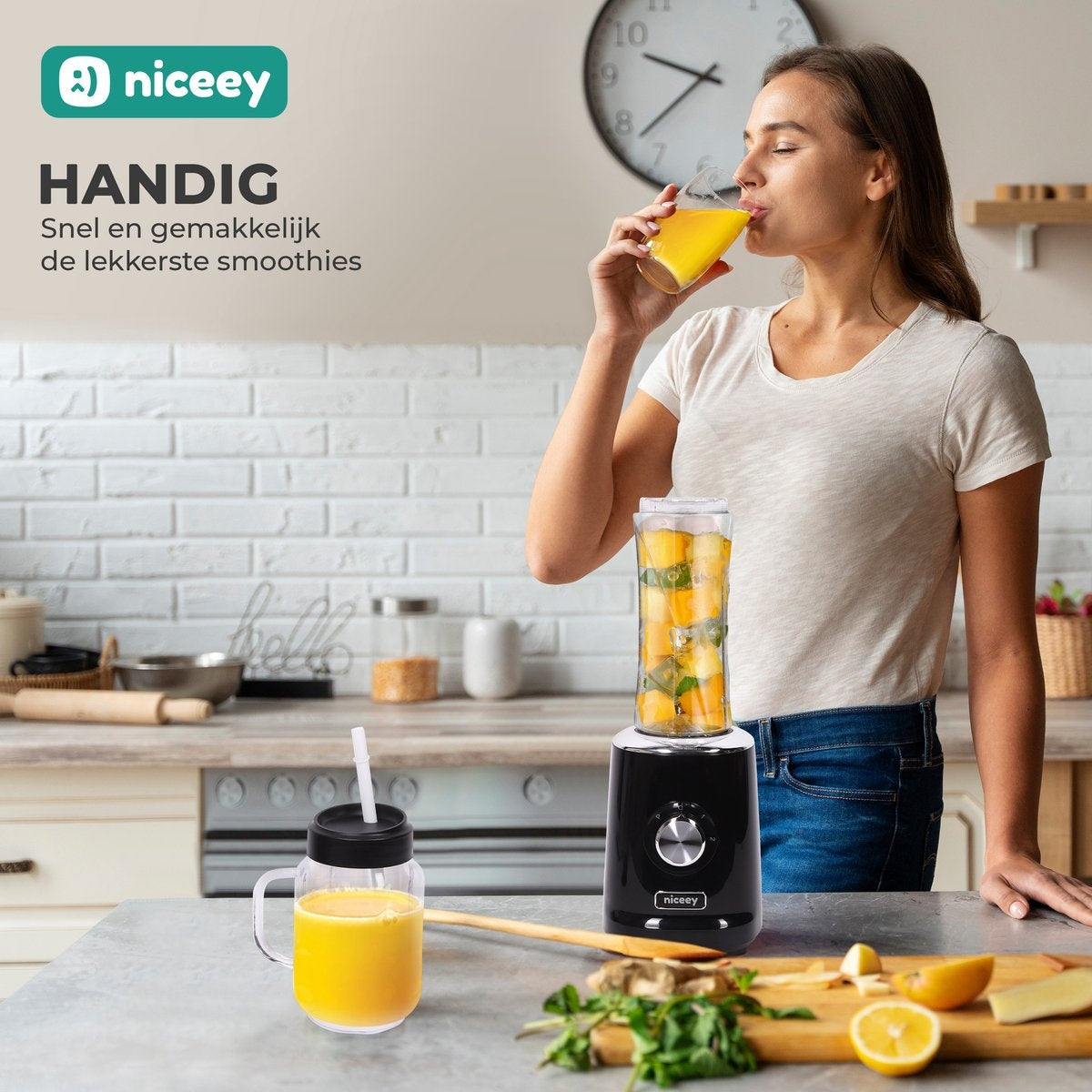 Niceey Mini Blender - Smoothie Maker - 500W - Noir