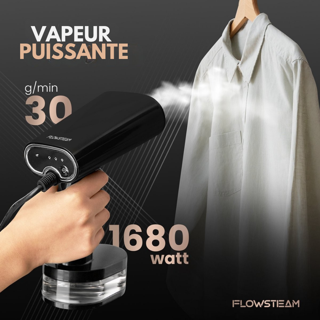 Défroisseur à vapeur FLOWSTEAM® - Réservoir 0,37L - 15 minutes de vapeur continue - 1680 W - Noir
