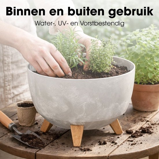Jardinière sur pieds Doppio de Mica Decorations - 18,5 x Ø29 cm - Jardinières d'extérieur - Jardinières de balcon - Plastique recyclé - Gris