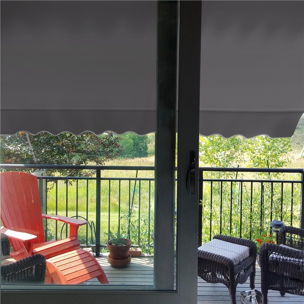 Yaheetech : store pare-soleil avec armature télescopique et manivelle - 300 x 120 cm - hauteur réglable de 210 à 300 cm - résistant aux UV - gris