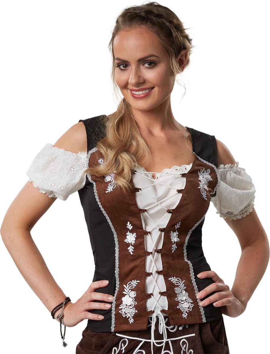 Dressforfun - Costume Blouse Sissi - Blouse Dirndl avec encolure Carmen, dentelle et détails en dentelle - Oktoberfest Dress Up - Taille L