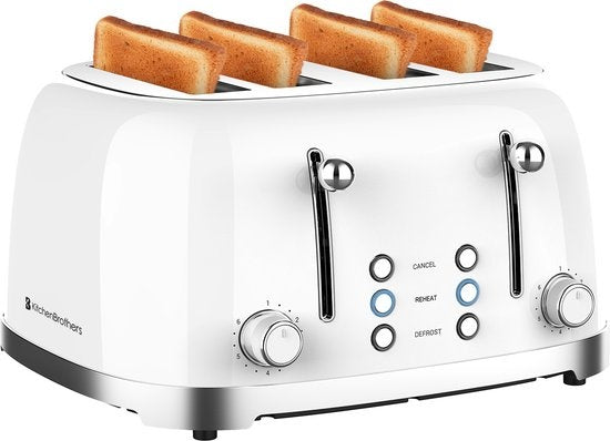 Grille pain rétro - KitchenBrothers - 1630W - Blanc