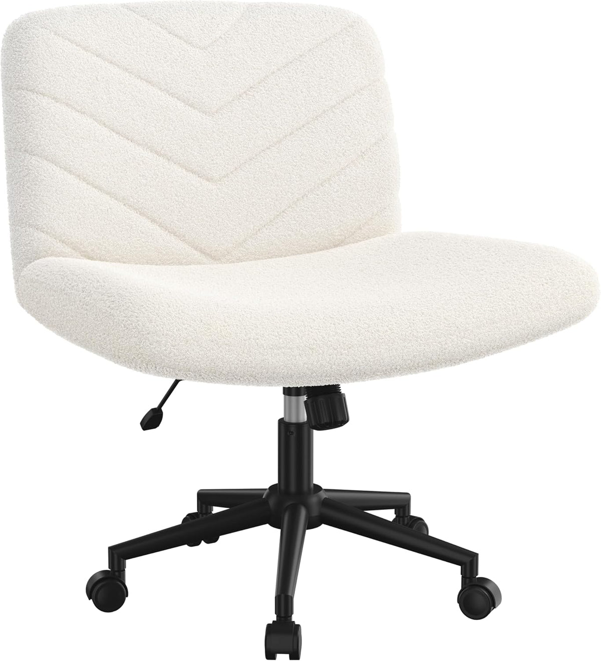 Chaise de bureau Yaheetech à roulettes et à large assise 66 × 65 × 92 cm, blanc ivoire