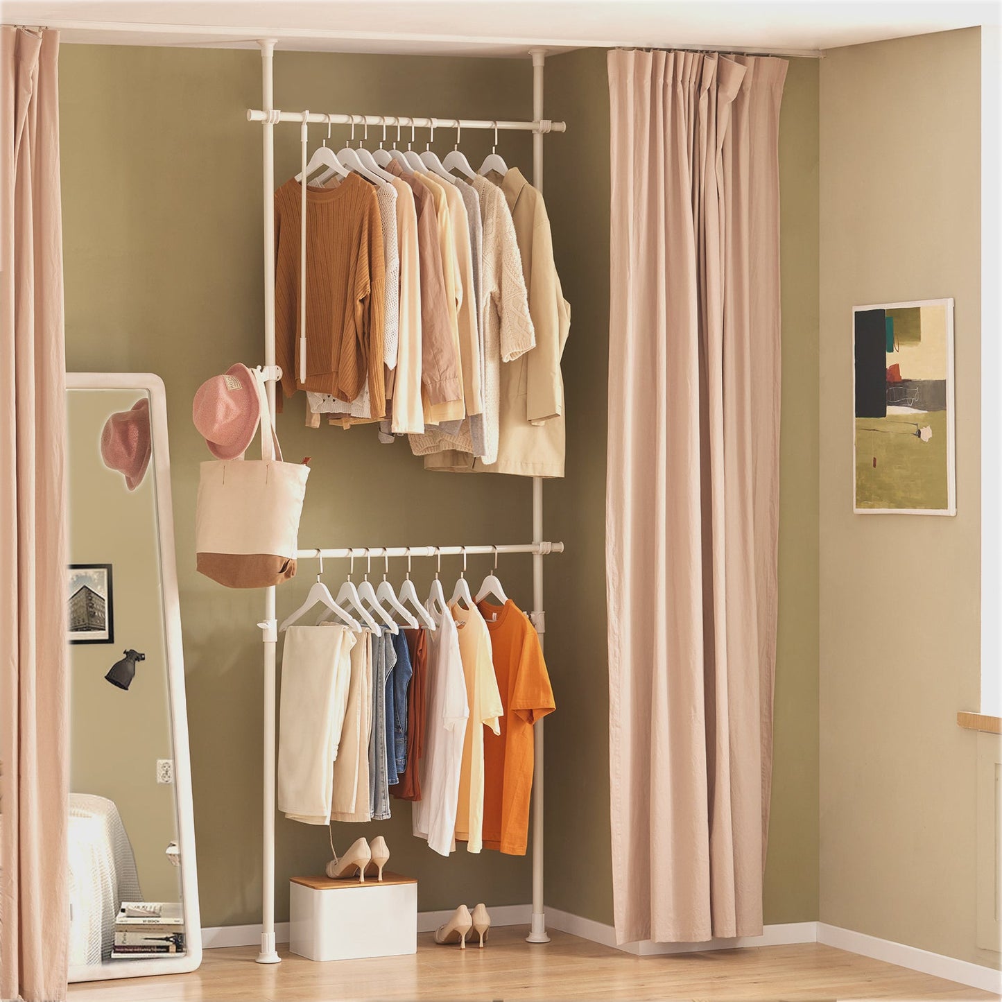 SoBuy Porte-vêtements télescopique - réglable - 126 x 295 cm - blanc
