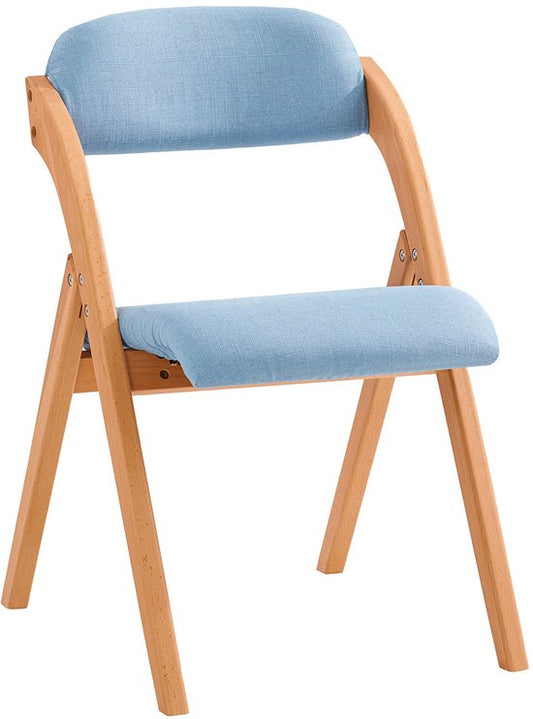 SoBuy Chaise pliante en bois avec coussin d'assise rembourré, chaise de bureau, chaise de salle à manger, Nature/Bleu, 47,5x77x59 cm, FST92-BL - pour salle à manger, balcon ou bureau