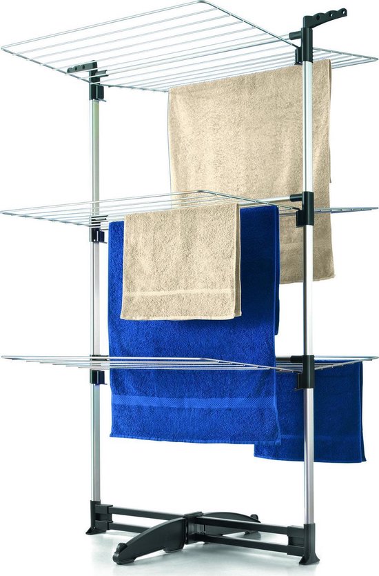 Tomado - Tour de séchage Ciclone - 40 mètres de longueur de séchage - Gris argenté - Pliable - Avec crochets pour cintres - Aluminium et métal -.