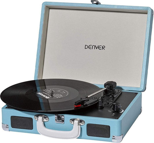 Denver Record Player - Haut-parleurs intégrés - Logiciel PC inclus - Auto-stop - Rétro - VPL120 - Bleu