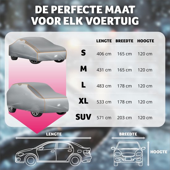 tectake® Car cover - Bâche voiture - Protection contre la grêle - Couverture imperméable - Respirante - Garage auto élastique - Accessoires auto avec sac de rangement - Compatible avec de nombreux modèles - Taille (LxLxH) 406x165x120 cm - Petit