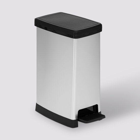 Poubelle à pédale 5Five, modèle fin - Fermeture en douceur - 40 L - Gris