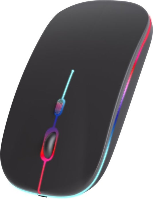 Nuvance - Souris sans fil Led Bluetooth - 3 modes Dpi et 7 couleurs Rgb - Boutons silencieux et batterie rechargeable - Pour ordinateur portable et jeux - Plastique noir