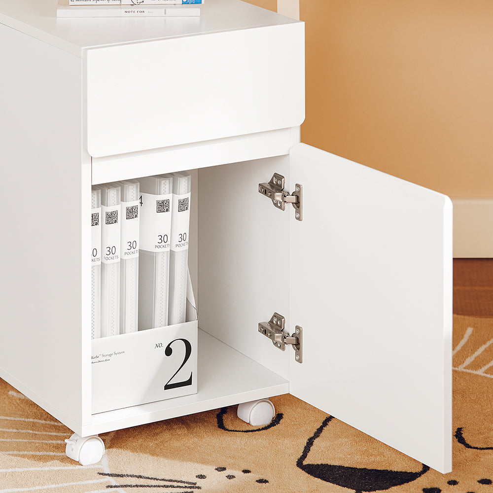 SoBuy ASK05-W Table à imprimante mobile et base de bureau avec 2 tiroirs, 58x35x59 cm, blanc