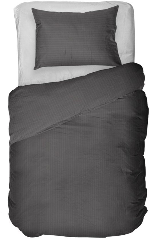 Housse de couette Kayori Elin en satin de coton - 260 x 200-220 cm + 2 taies d'oreiller - Lit jumeau - Anthracite