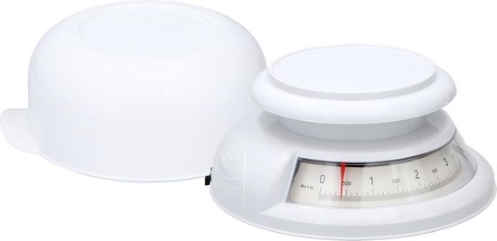 alpina Kitchen Scales with Bowl - Balance analogique - jusqu'à 5 kg - Blanc