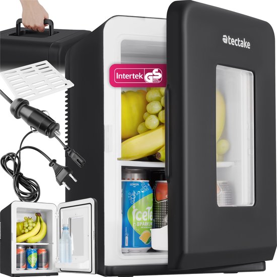 Mini-réfrigérateur de voiture tectake® - Minibar portable 14 L - Fonction 2 en 1 : refroidissement et chauffage - de 5 à 65 °C - Mini-réfrigérateur - Glacière électrique - Alimentation 12 V + 220/240 V - Réfrigérateur de camping portable