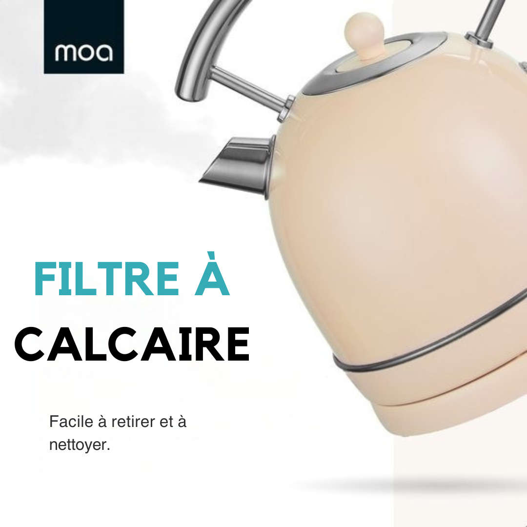 Bouilloire électrique - MOA Retro - 2200W – 1,8 L – Acier inoxydable – Crème pastel