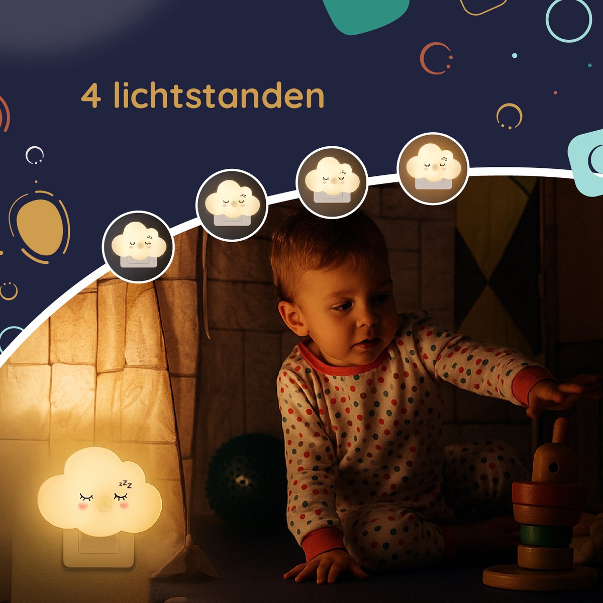 Numsy Lumo Baby Room Nightlight - Détecteur de mouvement - 4 modes de luminosité