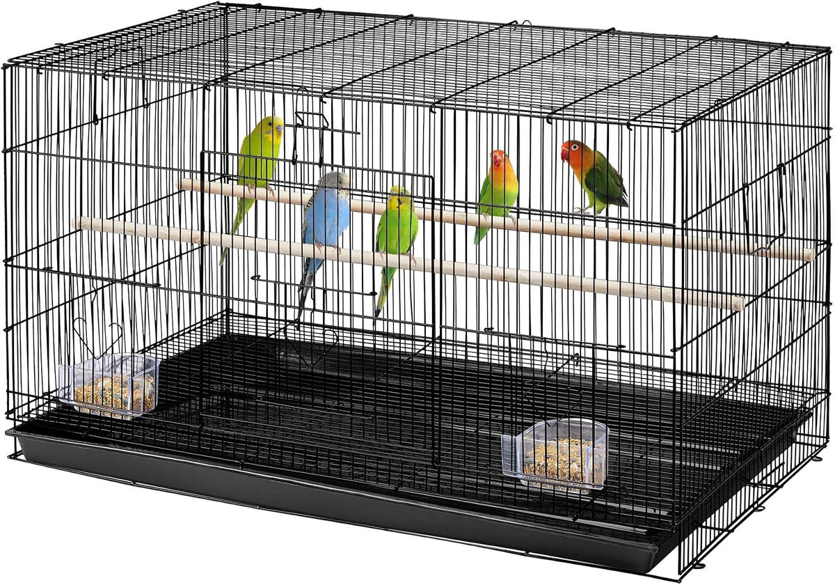 Cage à oiseaux empilable Yaheetech 76 × 45,5 × 45,5 cm – Noire – Cage spacieuse pour perruches et petits perroquets