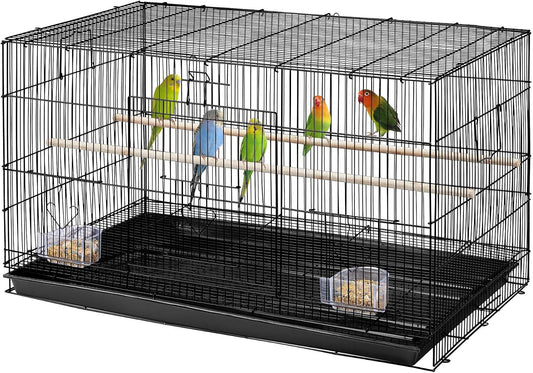 Cage à oiseaux empilable Yaheetech 76 × 45,5 × 45,5 cm – Noire – Cage spacieuse pour perruches et petits perroquets