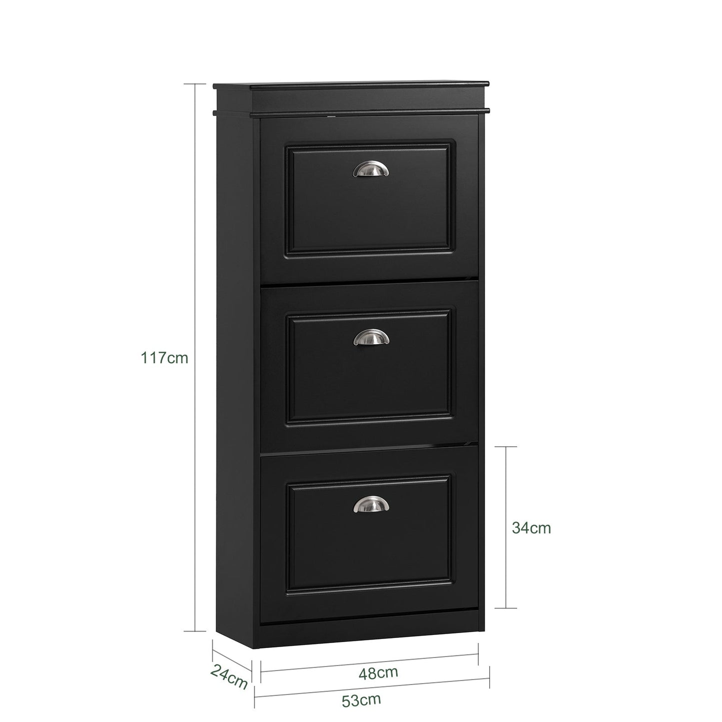 SoBuy Meuble à chaussures avec 3 tiroirs - Étroit - MDF - Max. 45 kg - 53 x 24 x 117 cm - Noir
