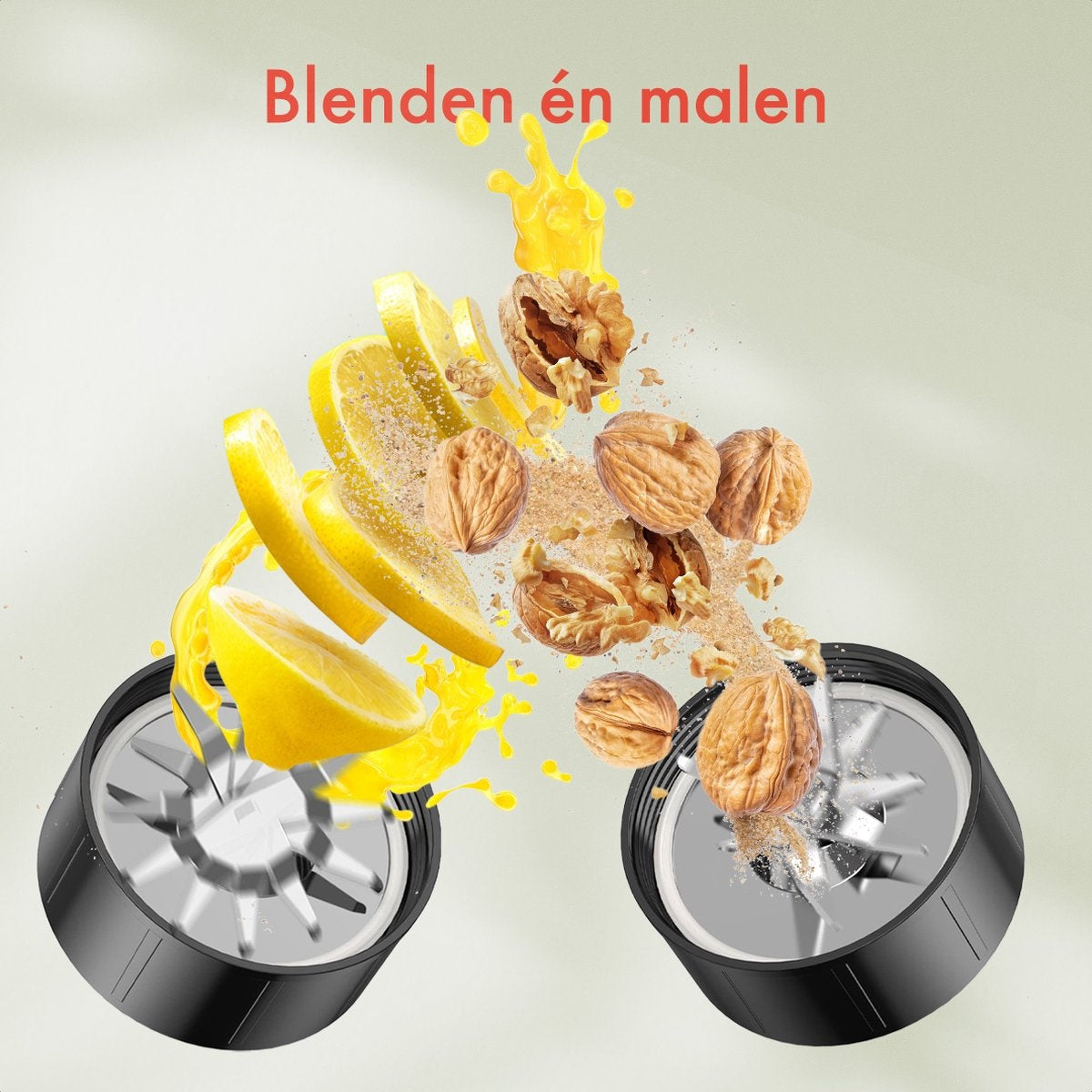 Blender - KitchenBrothers - 2-en-1 - 350 W - 4 tasses 600 ml/300 ml - Smoothie - Mini Blender - Noir
