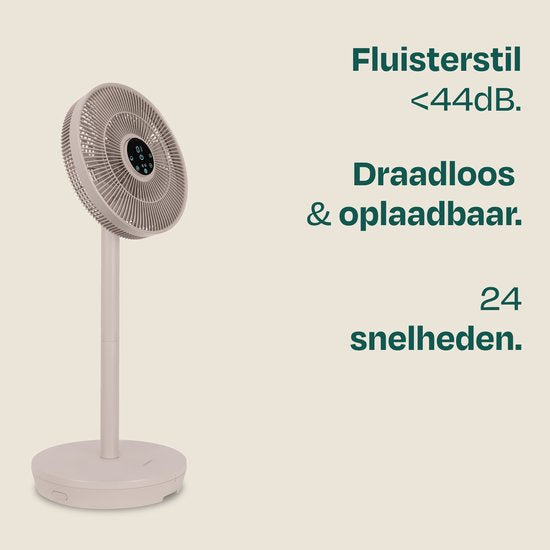Ventilateur sans fil VONROC BREEZE – Silencieux (<44 dB) – 24 vitesses – léger et portable – 3 modes de ventilation : Naturel, Sommeil, Normal – Modulaire : ventilateur de table et ventilateur sur pied – Écran tactile haut de gamme – Télécommande incluse