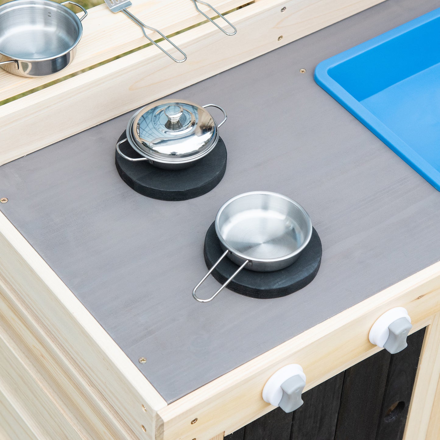 Cuisine pour enfants HOMCOM - Kitchenette complète avec accessoires - Gris/Noir - 82 x 30 x 85 cm