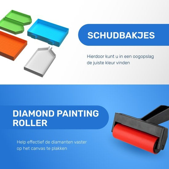 Rubye® Diamond Painting Accessories Package - Storage Box - Diamond Painting Adults - Roller - Pens - Wax - Shakers - Etui - Tweezers - Starter Pack