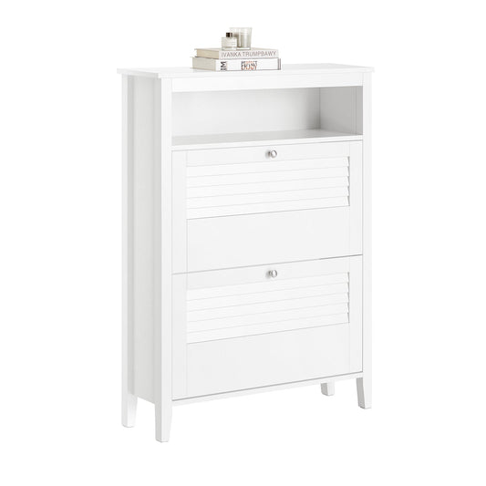 SoBuy Meuble à chaussures - 2 abattants - classique - 80 x 25 x 108 cm - blanc