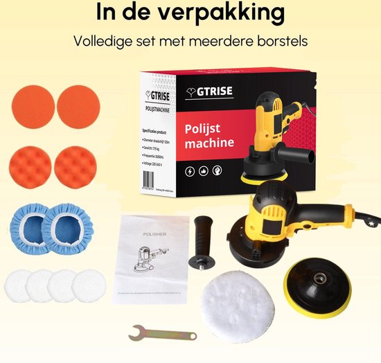 Gtrise Polisher - Polisseuse voiture - 6 disques de polissage - 1400W puissant - Polisseur - Avec Ebook