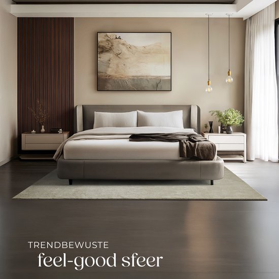tectake® Tapis à poils courts - 160 x 230 cm - Sable - Tapis pour le salon, la chambre à coucher, la salle à manger - Facile d'entretien et lavable - Sous-couche antidérapante - Antiallergique - Diverses tailles et couleurs