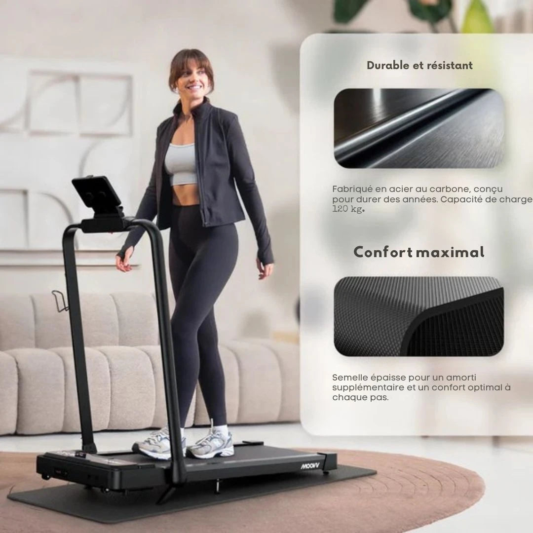 Moovv SmartStep Pro v3 Incline - Tapis de marche pliable - Tapis de marche avec fonction d'inclinaison de 10% - Tapis de marche pliable 1-12 km/h - Accessoires inclus