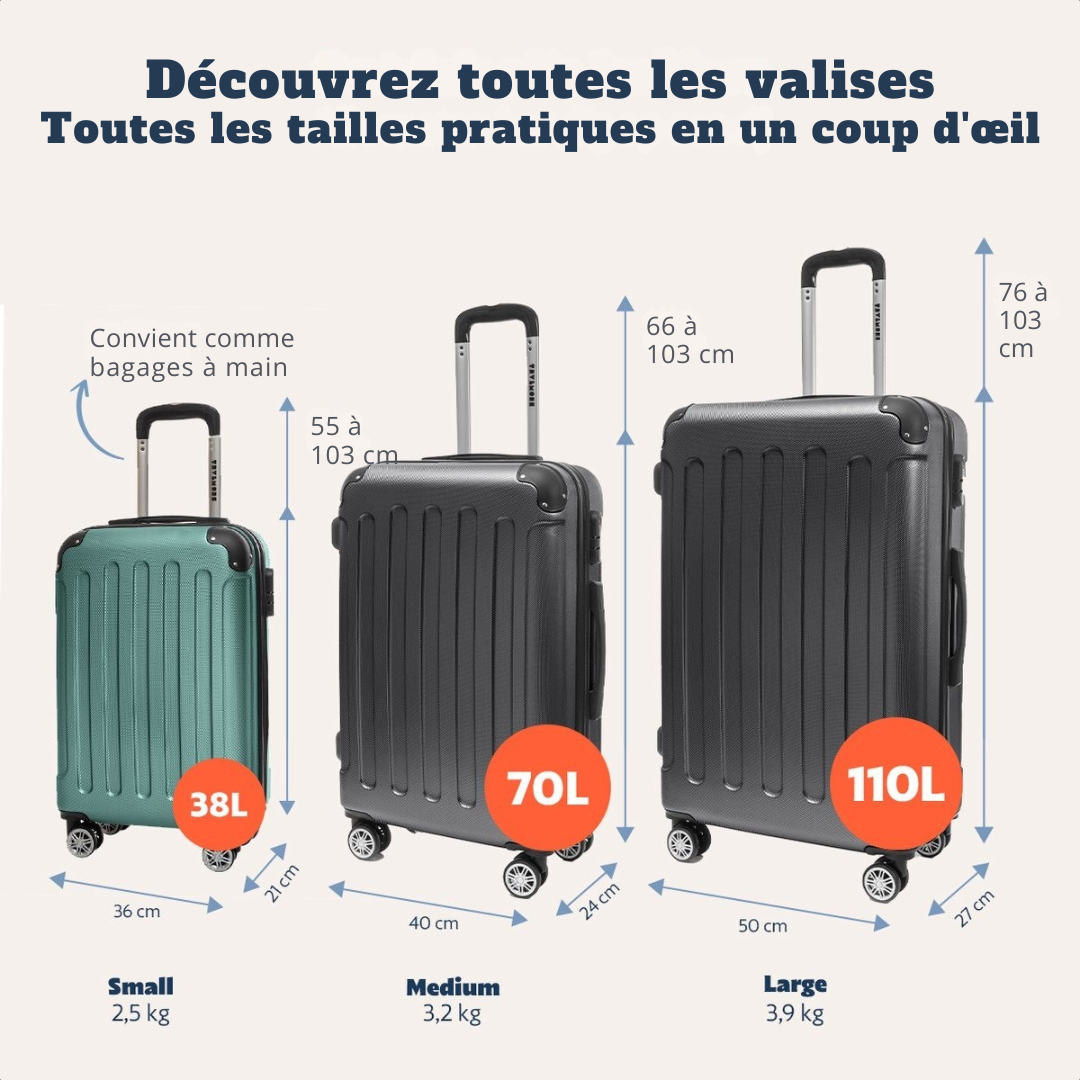 Valise - TRVLMORE - Bagage à main - 54x36x20cm - 38L - Vert foncé