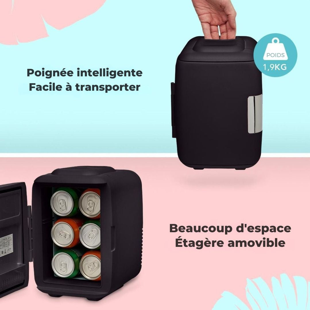 Mini réfrigérateur LifeGoods - 4 litres - Maquillage et Beauté Soins - 100/240V / 12V Car Plug - Noir