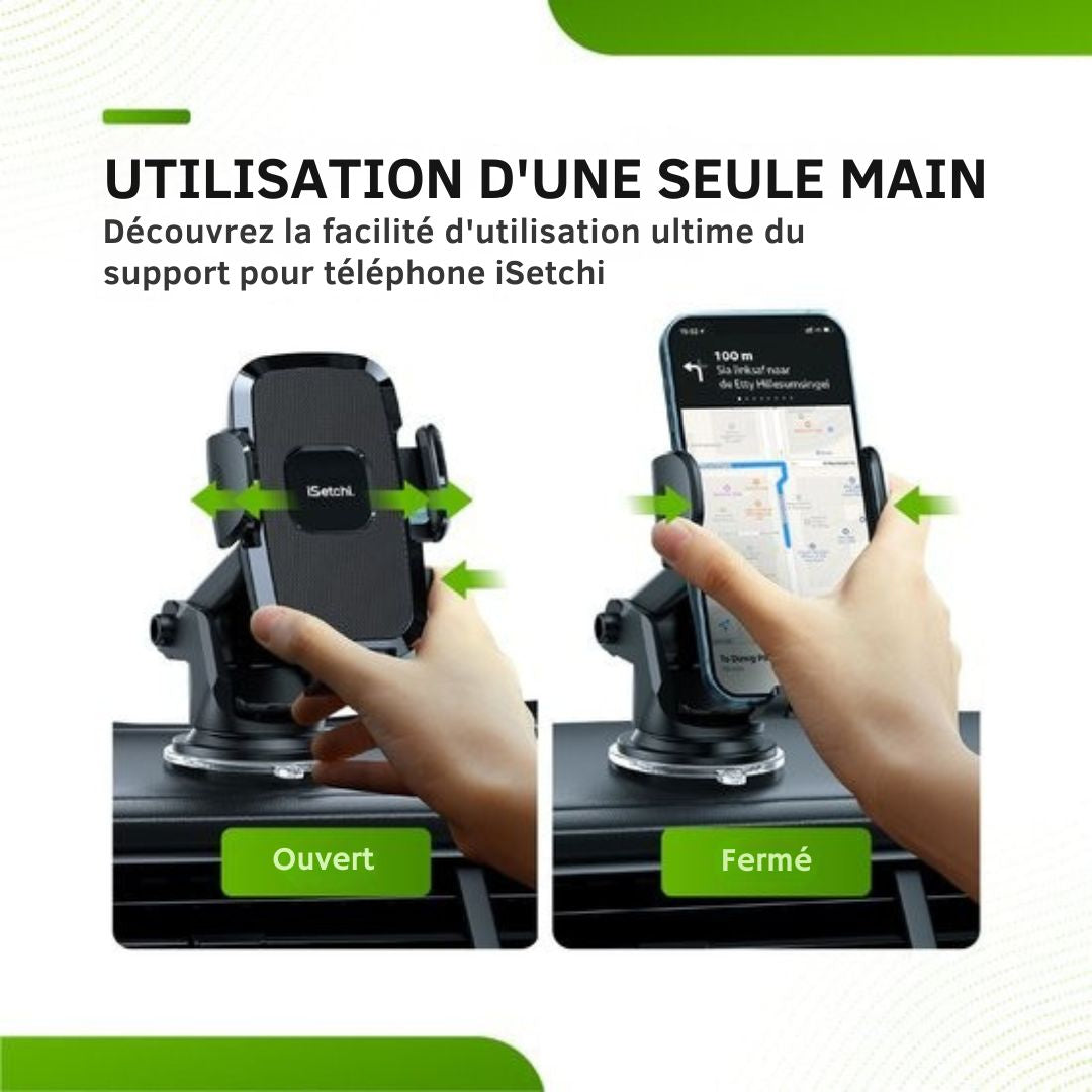Support de téléphone iSetchi - Voiture - Ventouse extra-forte - 3 en 1 - Noir