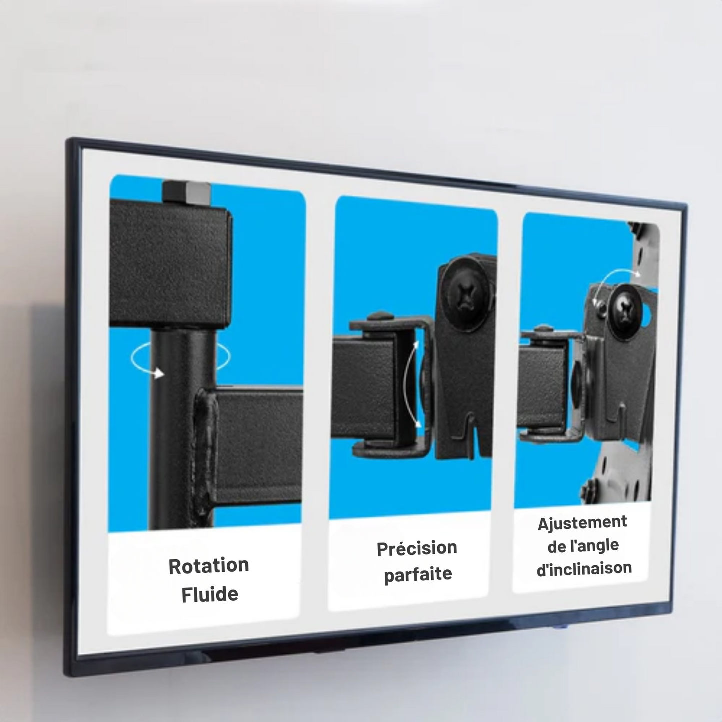 Support TV - Auronic - Support mural pour TV - pivotant et inclinable - 13 à 42 pouces - 20kg max - Noir