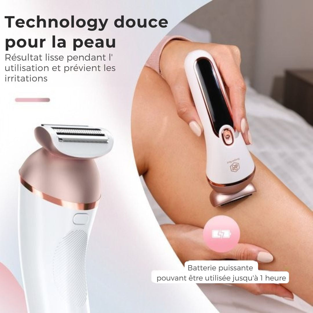 Rasoir pour femmes 3 en 1 Beeperfect® - Tondeuse bikini - Rechargeable - étanche - 3 accessoires - Rose et blanc