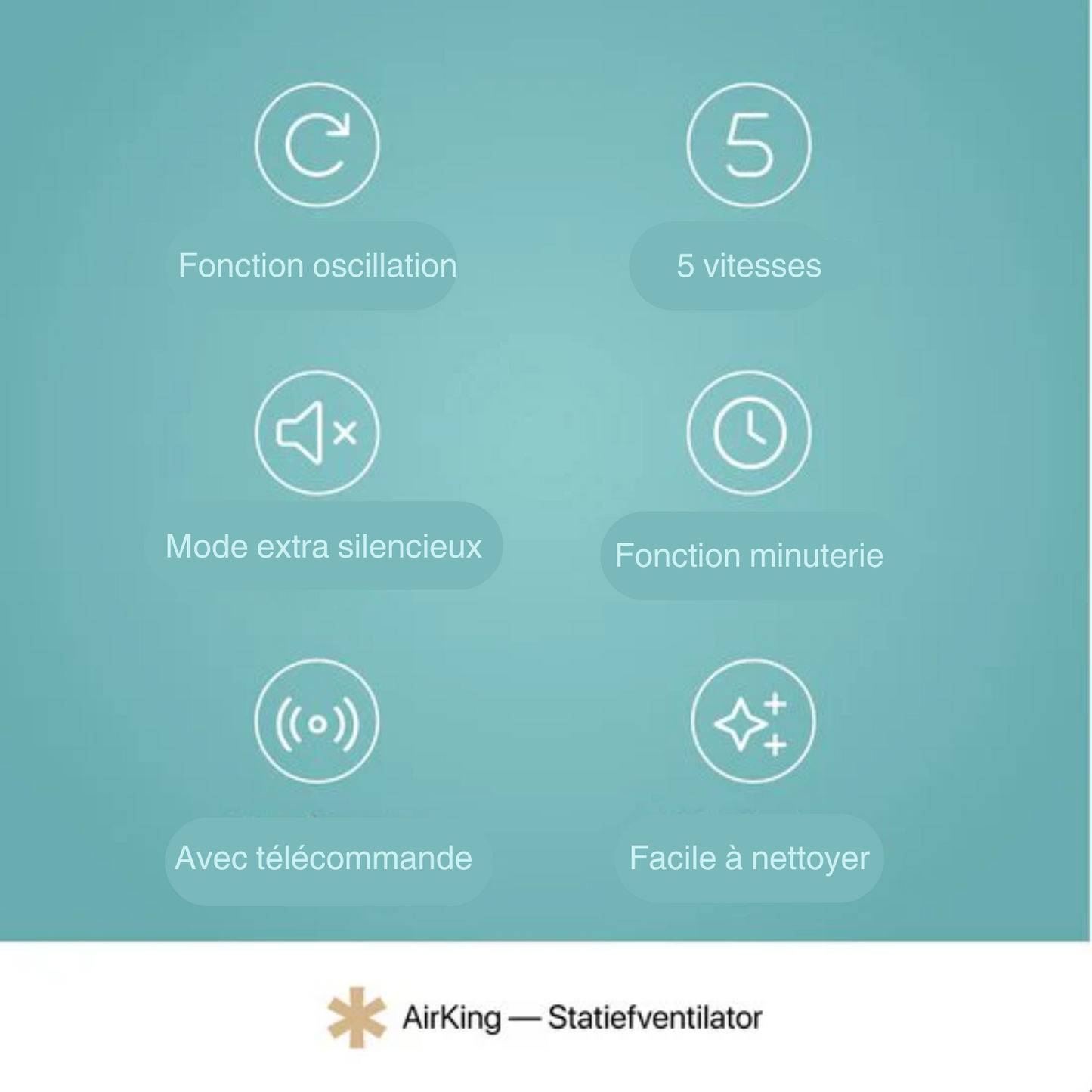 Ventilateur sur pied - Airking - Ventilateur extra-silencieux - Réglable en Hauteur - Télécommandé