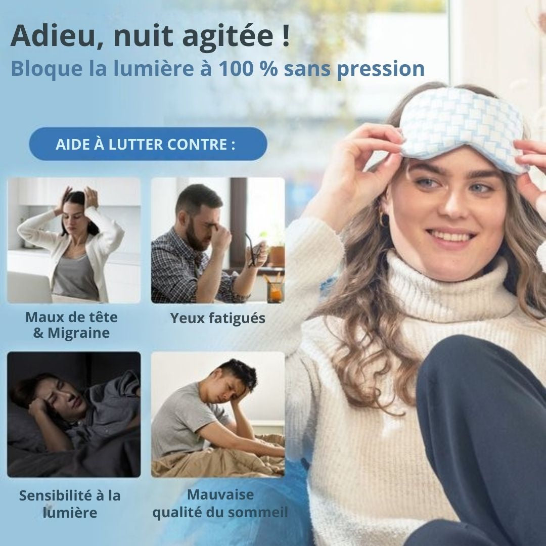 Masque de sommeil femmes & hommes EL-Life - Masque pour les yeux avec dentelle en tissu de velours - Ajustable - Bleu et blanc