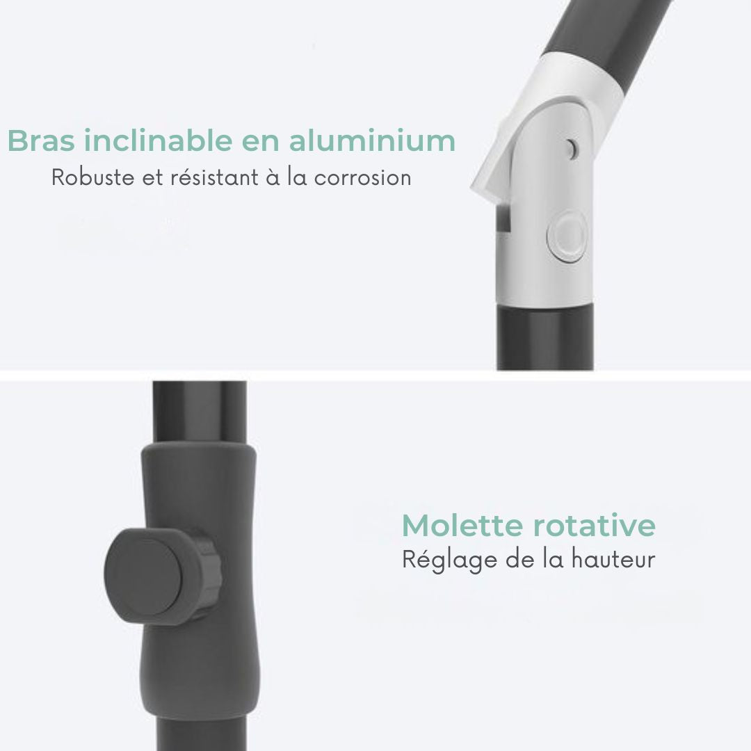 LifeGoods Parasol - 200x125cm - 30° inclinable - Imperméable - Avec housse - Couleur crème