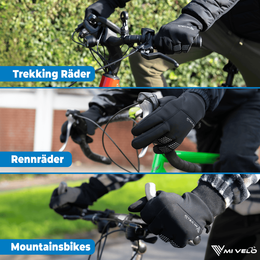 MiVelo Gants de cyclisme coupe-vent et déperlants - Unisex - Noir - Taille L