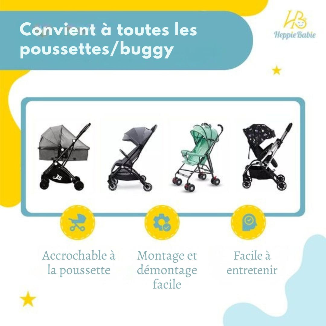 Planche à roulettes HeppieBabie - avec siège - pour landau ou poussette - Noir