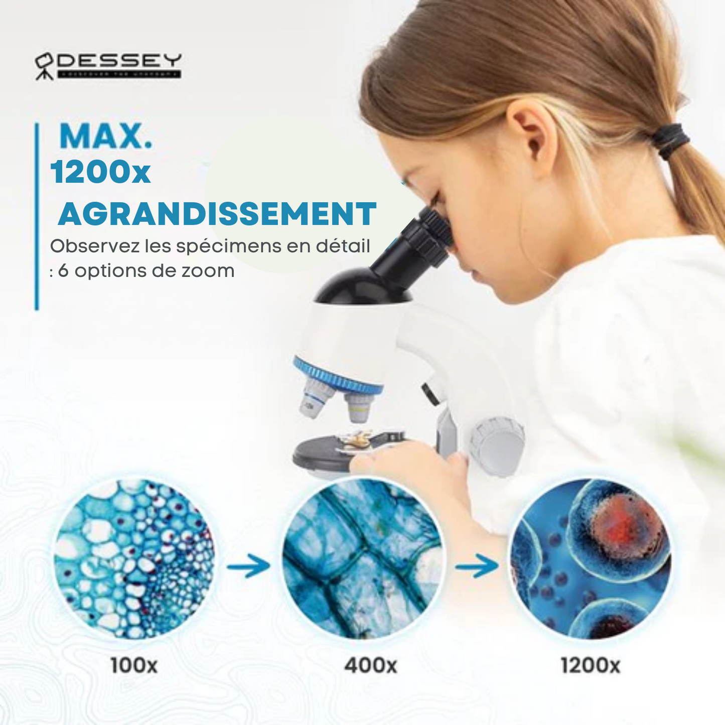 Microscope - ODESSEY - avec boîte à outils - Grossissement 1200X - Modèle Julius