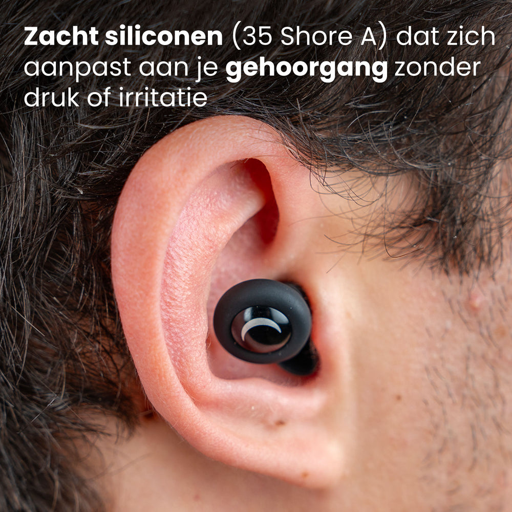 Bouchons d'oreille Dreamcare Silent Sleep - Noir - Réduction du bruit jusqu'à 33 dB - 4 tailles incluses