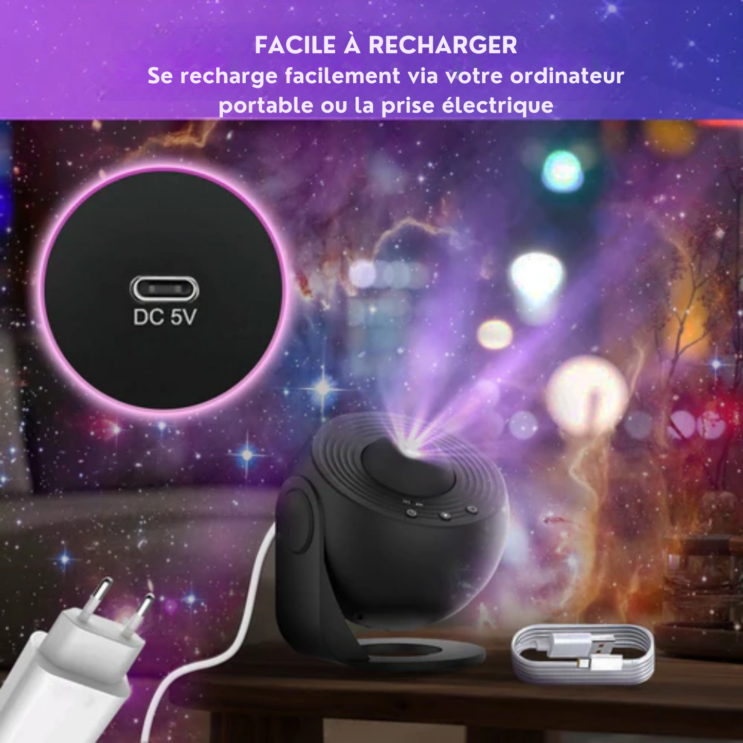 Lampe de projecteur 12 en 1 - MostEssential Premium - Projecteur d'Étoiles, Galaxie, Ciel Étoilé, Espace et Univers - 12 W - Noir