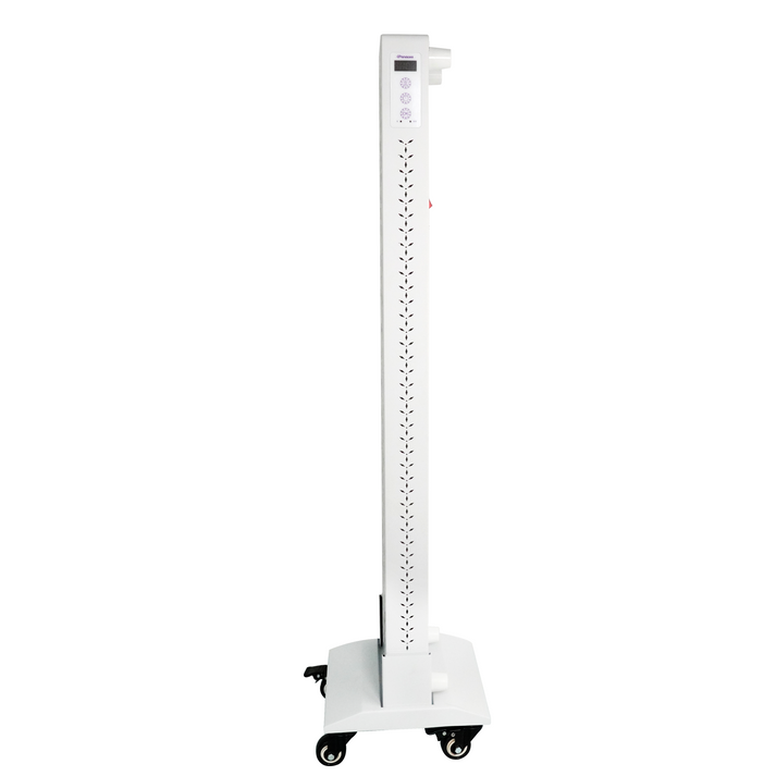 ATP Optimum support de sol à roulettes pour la thérapie par la lumière rouge - mobile et stable - blanc - 60 × 60 × 180 cm