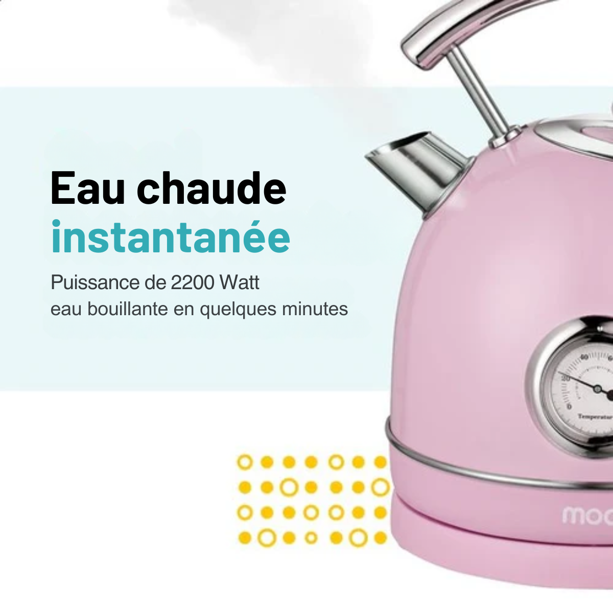 Bouilloire rétro - MOA - électrique - acier inoxydable - EK4TP - rose pastel