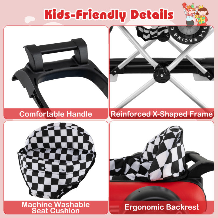 Coureur de côte pour bébés - Hauteur réglable - Avec musique - Max. 12 kg - Rouge